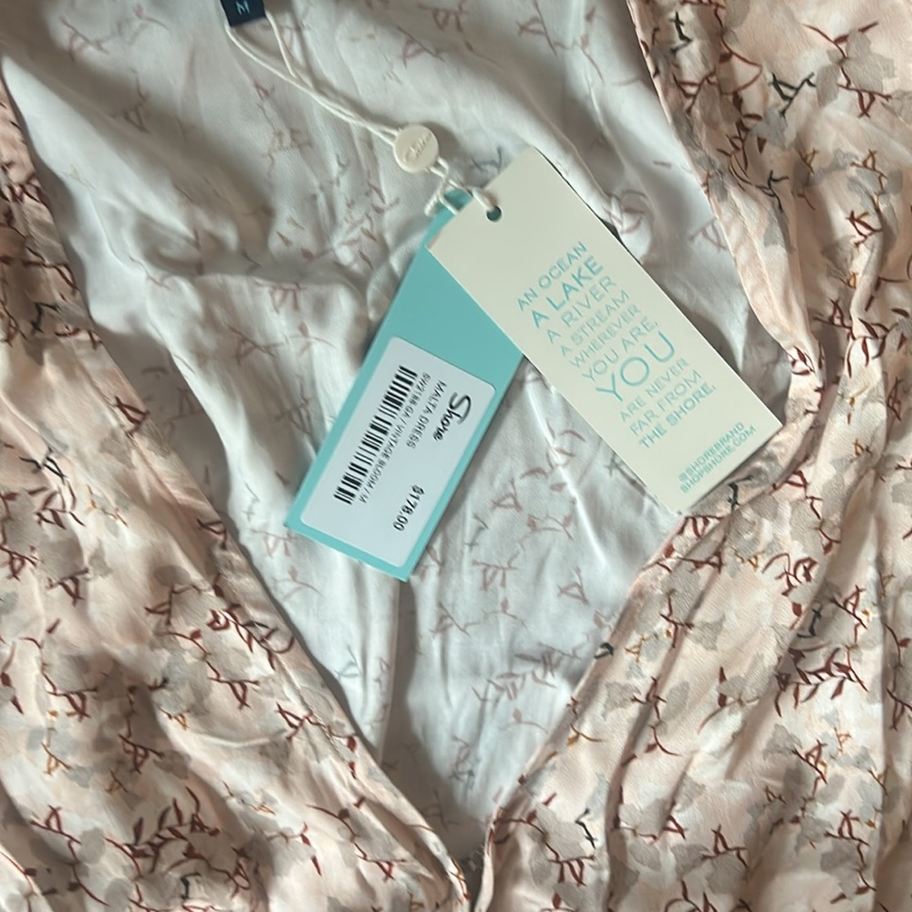 Shore Brand Malta Mini Dress Pastel Pink Floral Ruffle - Size M - Picture 6 of 6